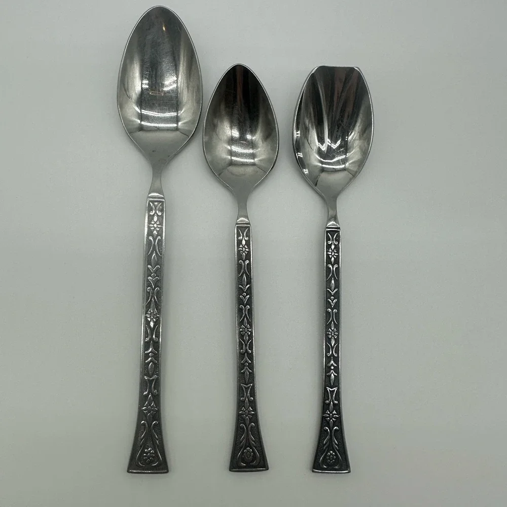Grand Prix Siboney MCM Stainless Flatware Japan Oval Soup Spoon, Teaspoon Sugar